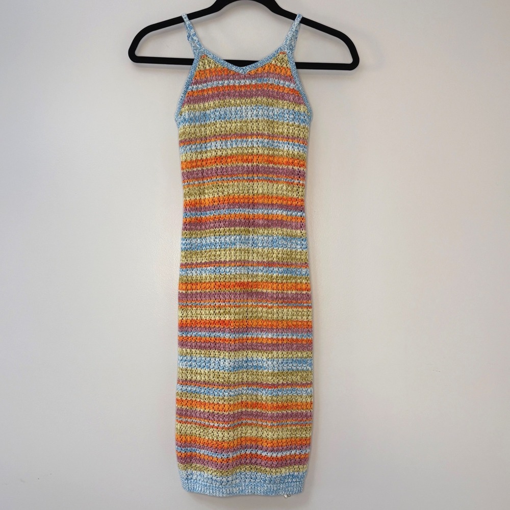 Freshman 1996 Girls 8/10 Striped Crochet Knit Dress